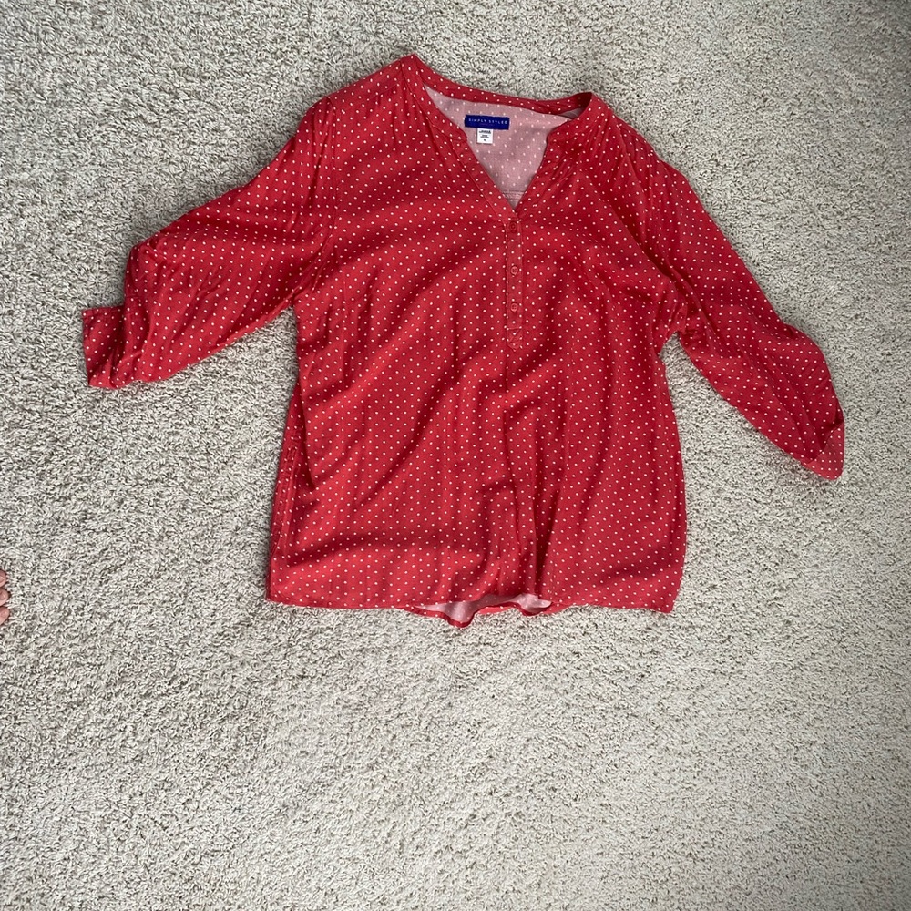 Simply Styled Red Polka Dot Blouse